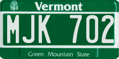 VT license plate MJK702