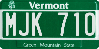 VT license plate MJK710