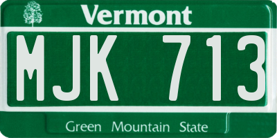 VT license plate MJK713