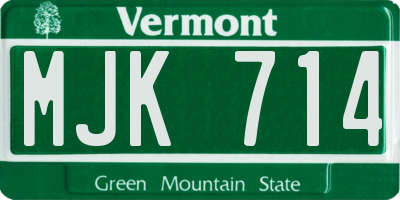 VT license plate MJK714
