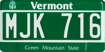 VT license plate MJK716