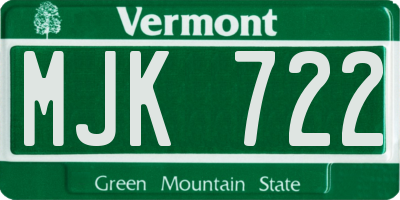 VT license plate MJK722