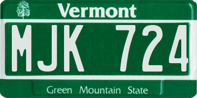 VT license plate MJK724