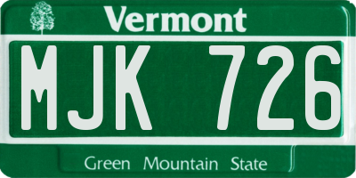 VT license plate MJK726