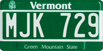 VT license plate MJK729