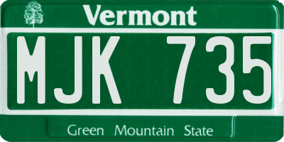 VT license plate MJK735