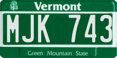 VT license plate MJK743
