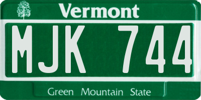 VT license plate MJK744