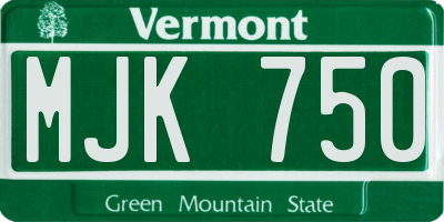 VT license plate MJK750