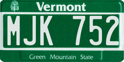 VT license plate MJK752