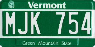 VT license plate MJK754
