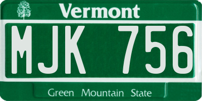 VT license plate MJK756