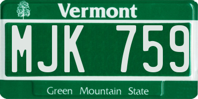 VT license plate MJK759
