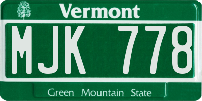 VT license plate MJK778