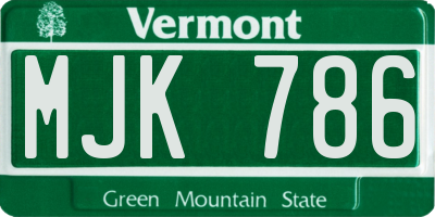 VT license plate MJK786