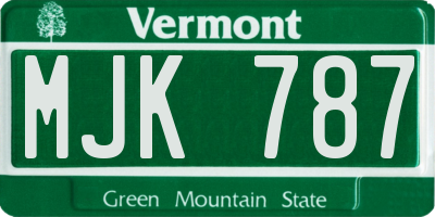 VT license plate MJK787