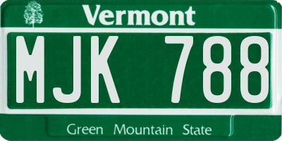 VT license plate MJK788