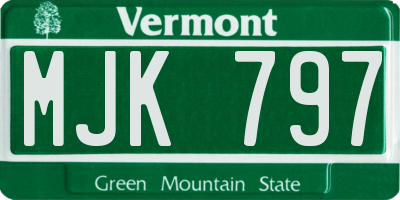 VT license plate MJK797