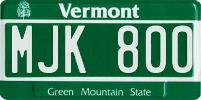 VT license plate MJK800