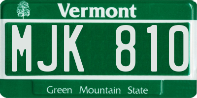 VT license plate MJK810