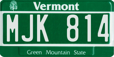 VT license plate MJK814