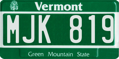 VT license plate MJK819