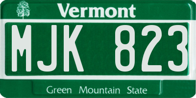 VT license plate MJK823