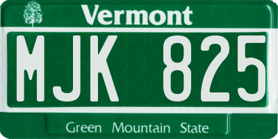 VT license plate MJK825