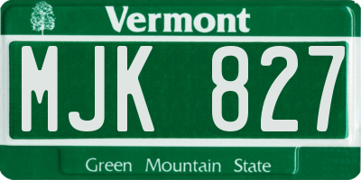 VT license plate MJK827