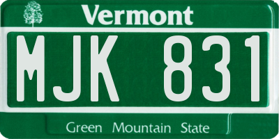 VT license plate MJK831