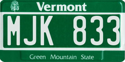 VT license plate MJK833