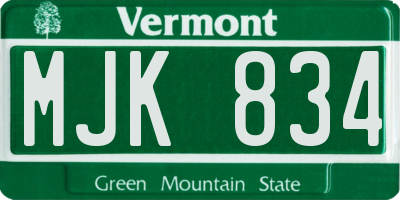 VT license plate MJK834