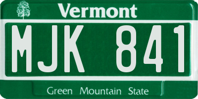 VT license plate MJK841