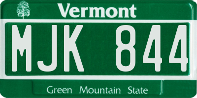 VT license plate MJK844