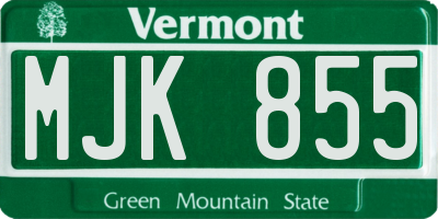 VT license plate MJK855