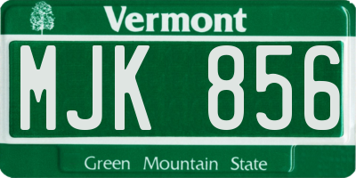 VT license plate MJK856