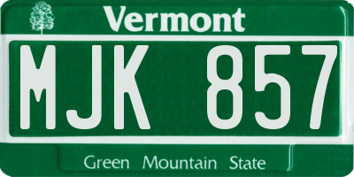 VT license plate MJK857