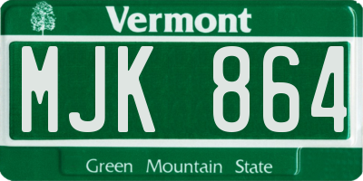 VT license plate MJK864