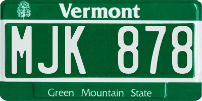VT license plate MJK878
