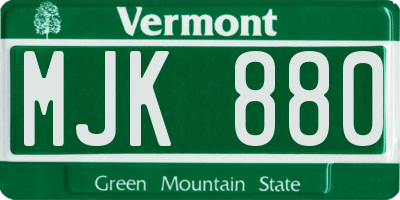 VT license plate MJK880