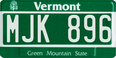 VT license plate MJK896