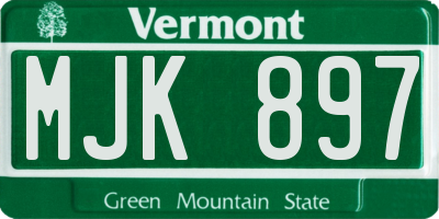VT license plate MJK897