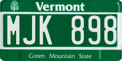 VT license plate MJK898