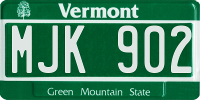 VT license plate MJK902
