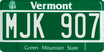 VT license plate MJK907