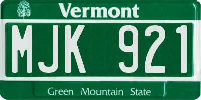 VT license plate MJK921