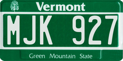 VT license plate MJK927