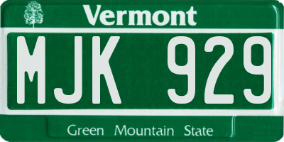 VT license plate MJK929