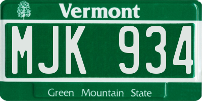 VT license plate MJK934
