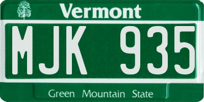 VT license plate MJK935